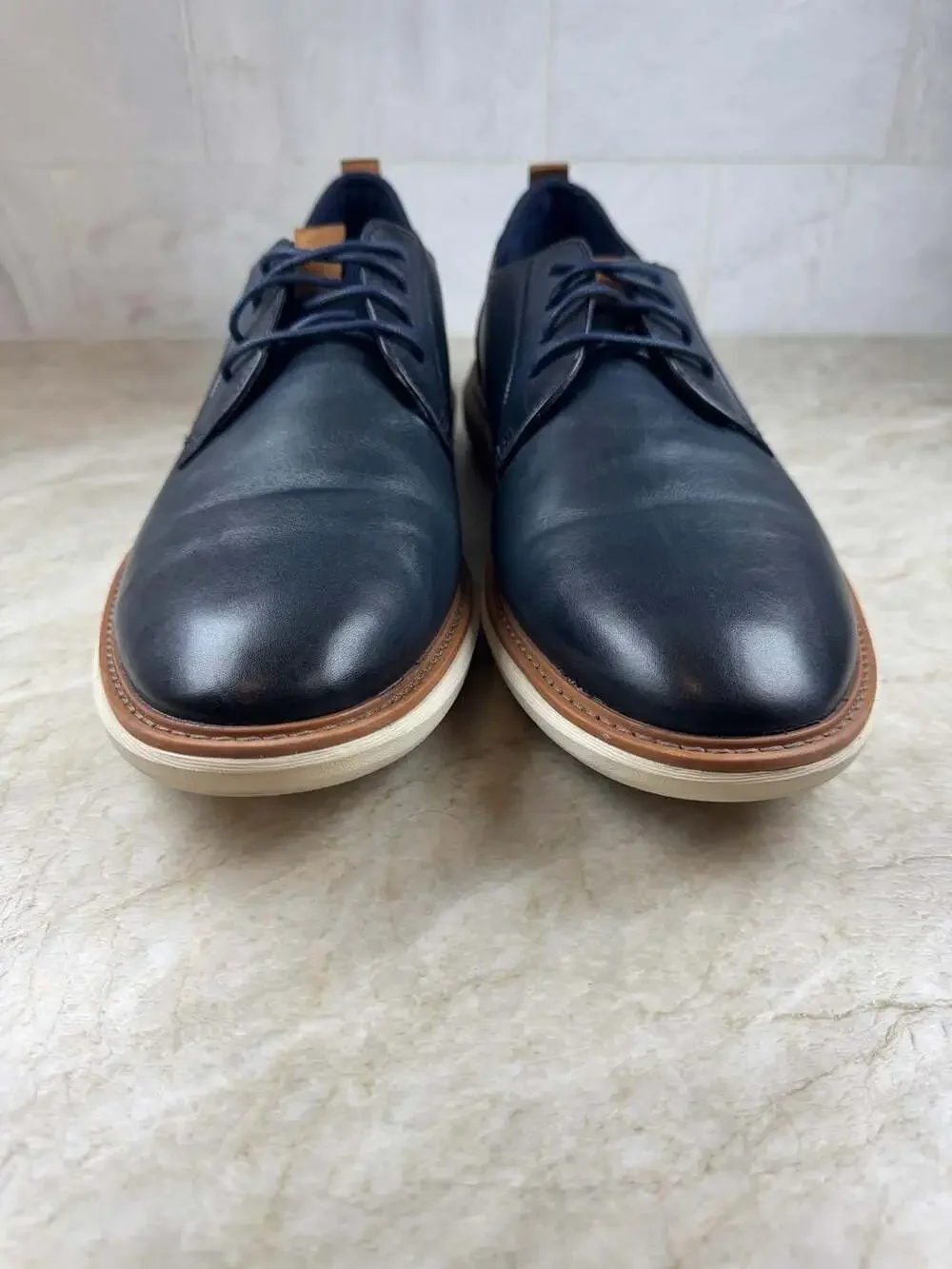 Clarks Brantin Plain Navy Leather Oxford Shoes Mens 13 M Extreme Comfort